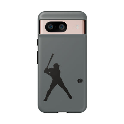 Black iPhone case with white baseball silhouette design, protective sporty Printify phone cover for iPhone models.