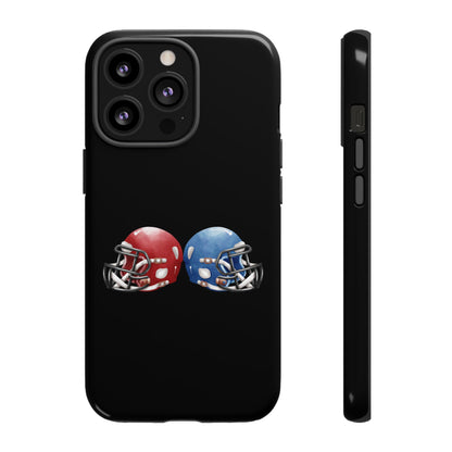 Red and blue football helmet tough phone case for iPhone, protective Printify cover with detailed helmet design.