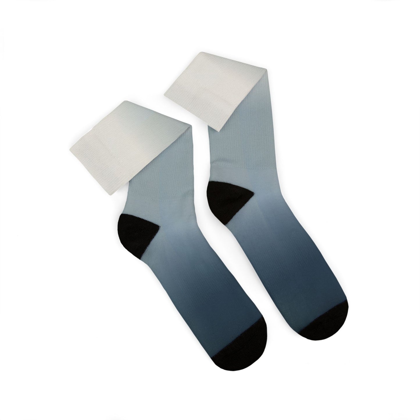 Blue Gray Ombre Sublimation Socks | Gradient Crew Socks