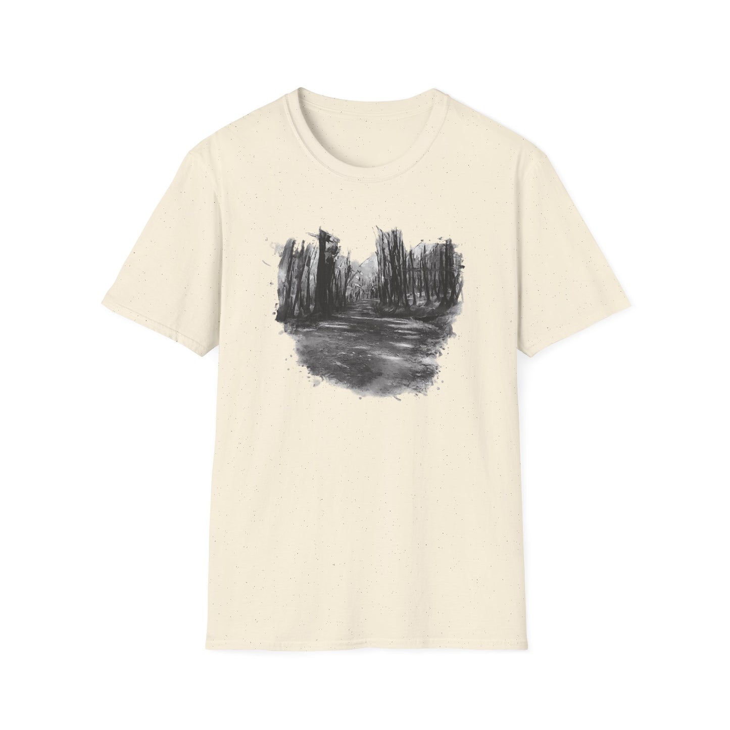 Unisex Softstyle T-Shirt with Abstract Landscape Art, Casual Wear, Gift for Art Lovers, Everyday Fashion, Nature Inspired Tee - TRV