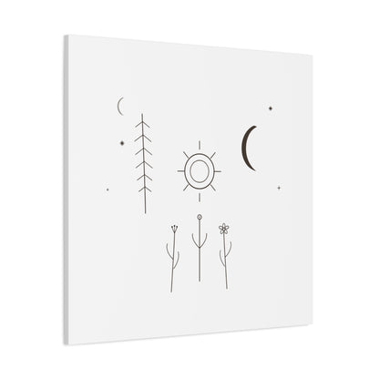 Minimal Sun Moon Botanical Canvas | Stretched Matte Wall Art