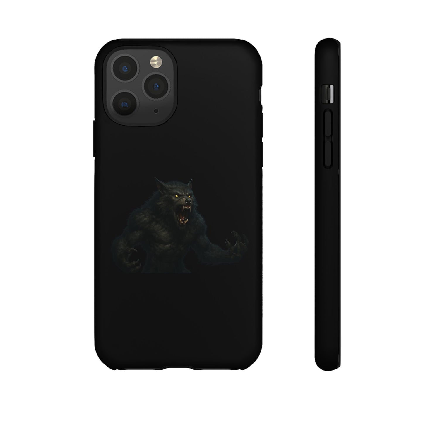 Werewolf phone case with dark monster graphic, tough protective design for smartphone protection by Printify