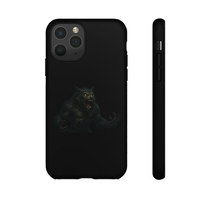 Werewolf phone case with dark monster graphic, tough protective design for smartphone protection by Printify