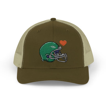 Snapback Trucker Cap with Football Heart Design - Perfect for Sports Fans, Gifts for Gamers, Casual Outings, Tailgating, and Team Spirit - TRV