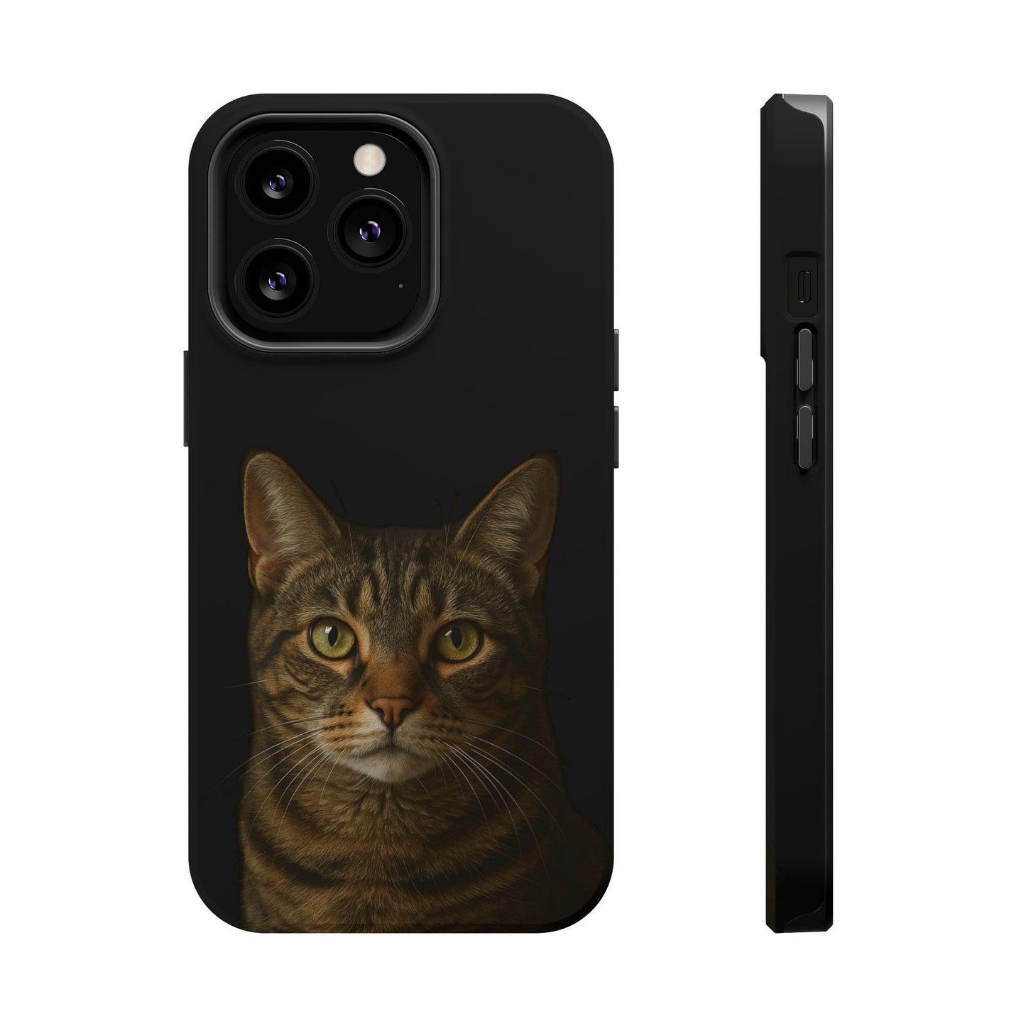 Tabby cat portrait phone case packaging
