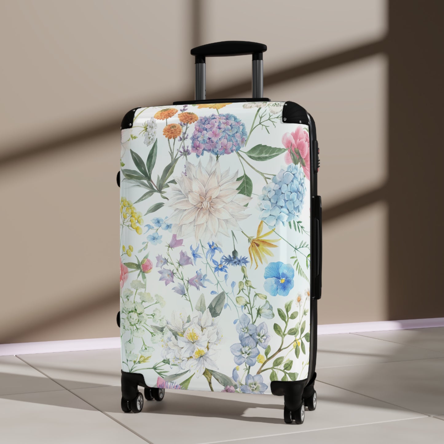 Floral Watercolor Suitcase – Lightweight Carry-On Luggage with Pastel Garden Print