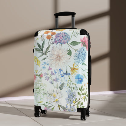 Floral Watercolor Suitcase – Lightweight Carry-On Luggage with Pastel Garden Print