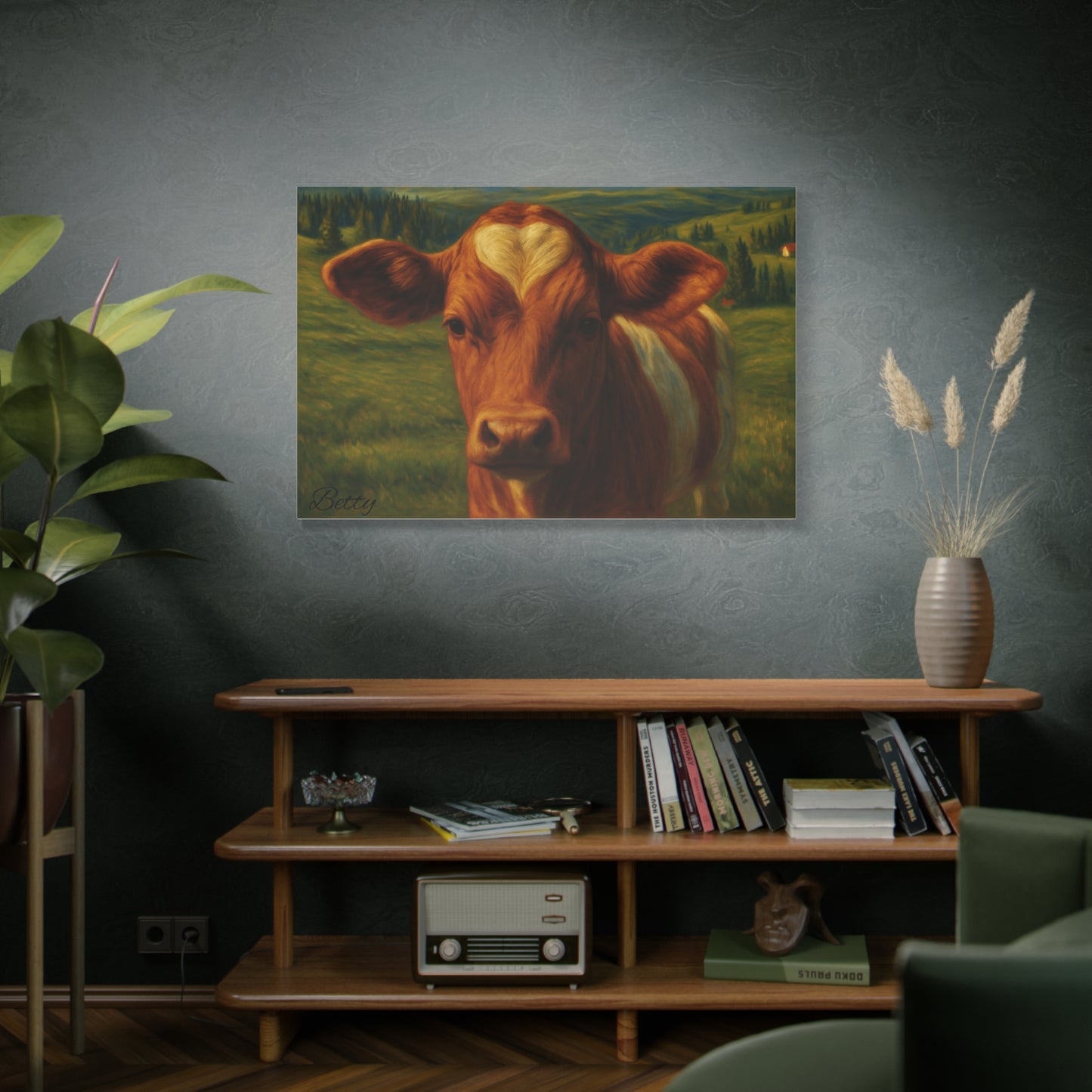 Cow Calf Portrait Canvas Print, Farm Animal Wall Art Decoration, Custom Matte Canvas Picture, Barnyard Animal Rustic Decor, Personalized - TRV