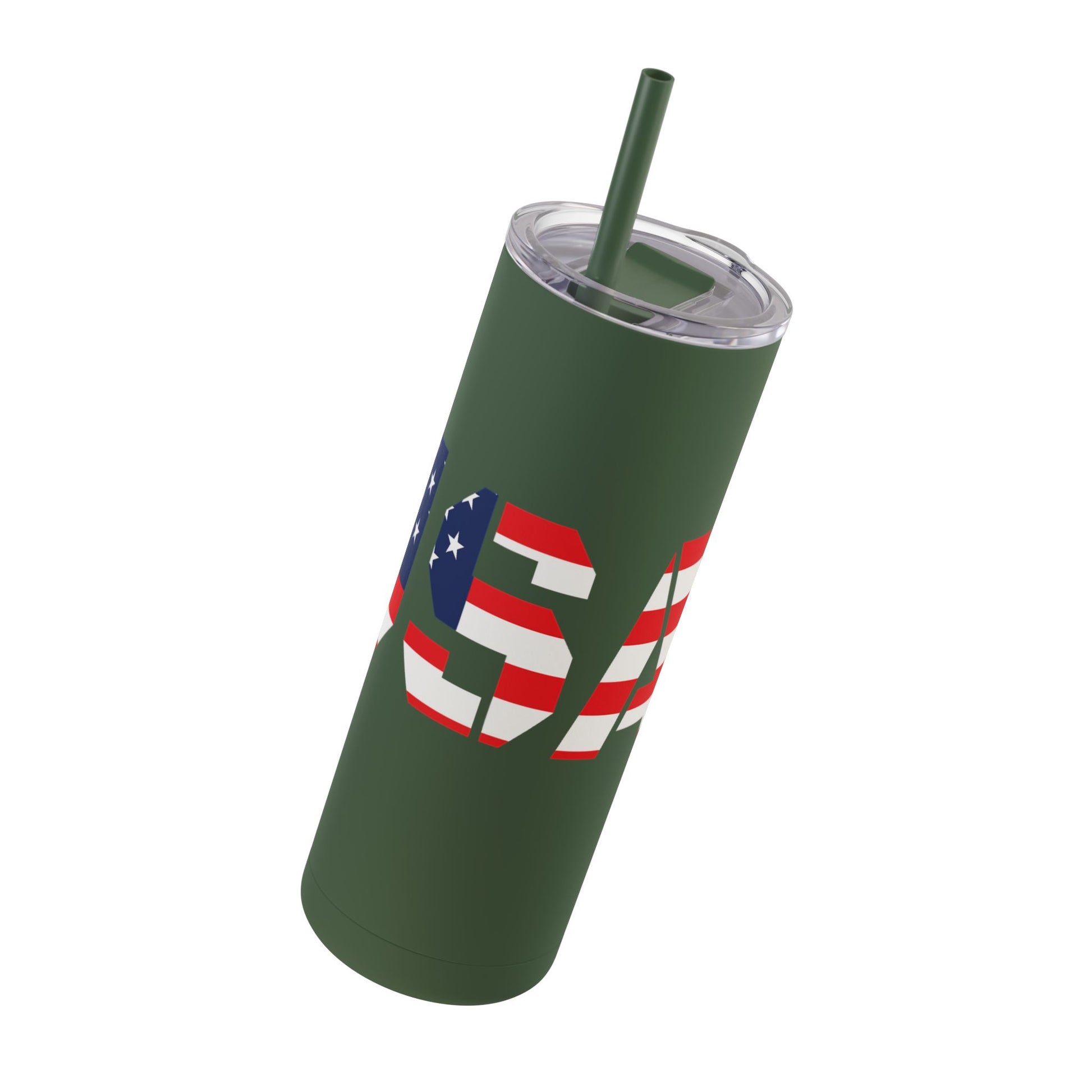 USA Flag Tumbler - 20oz Skinny Matte Drinkware, Travel Mug, Patriotic Gift, Fourth of July, Summer BBQ, Camping, Outdoor - TRV