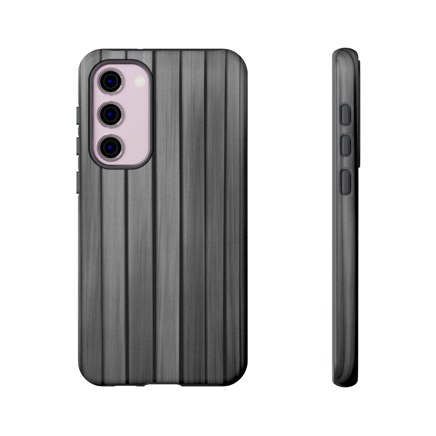 Ribbed metal texture phone case for iPhone, tough protective cover by Printify with sleek metal design and durable build.