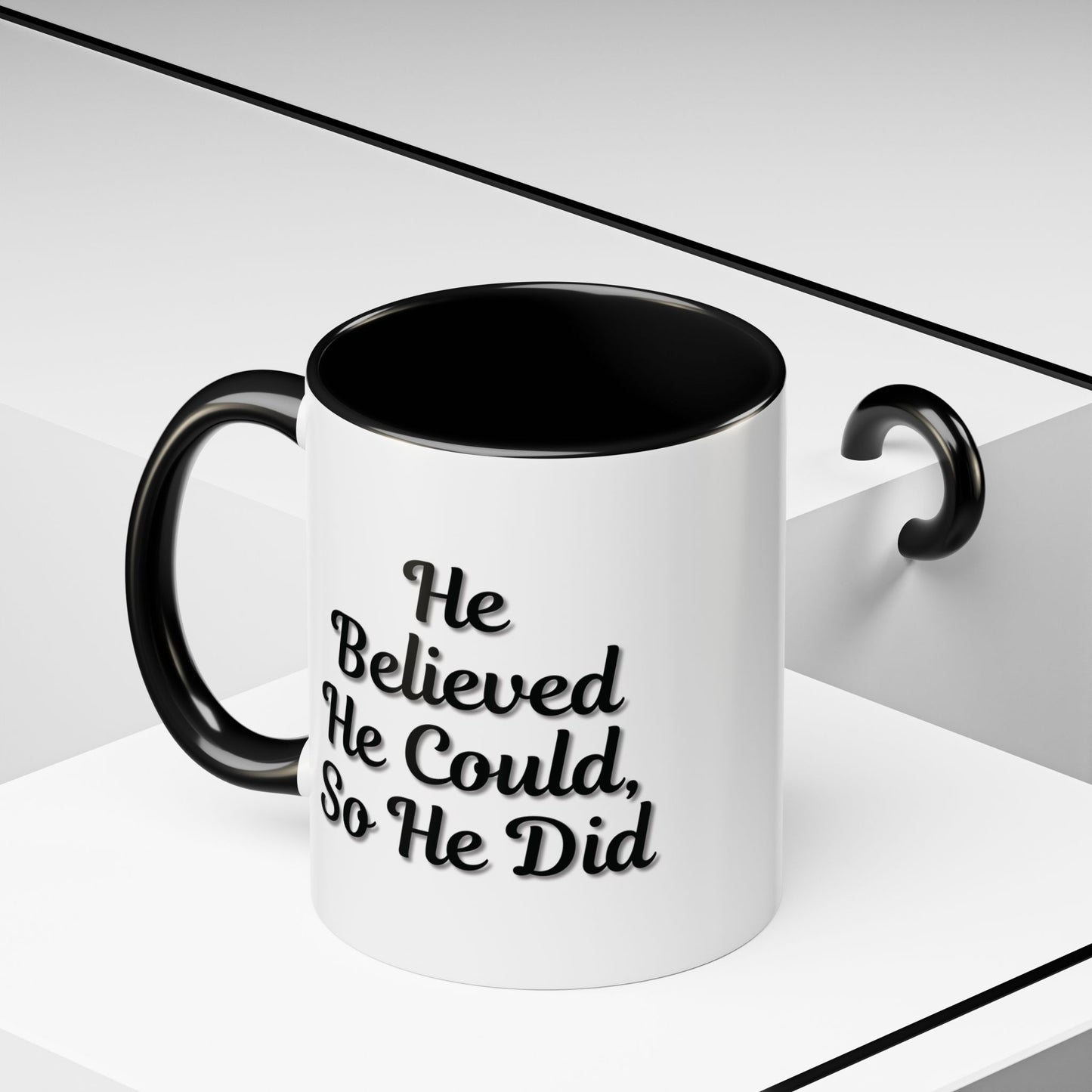 Motivational Accent Mug - 'He Believed He Could, So He Did' - Inspirational Coffee Cup, Gift for Him, Gift for Her, Office Decor, Positive