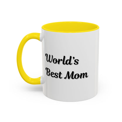 Black ceramic mug with "World's Best Mom" slogan, perfect for Mother's Day, featuring a stylish design by Printify.