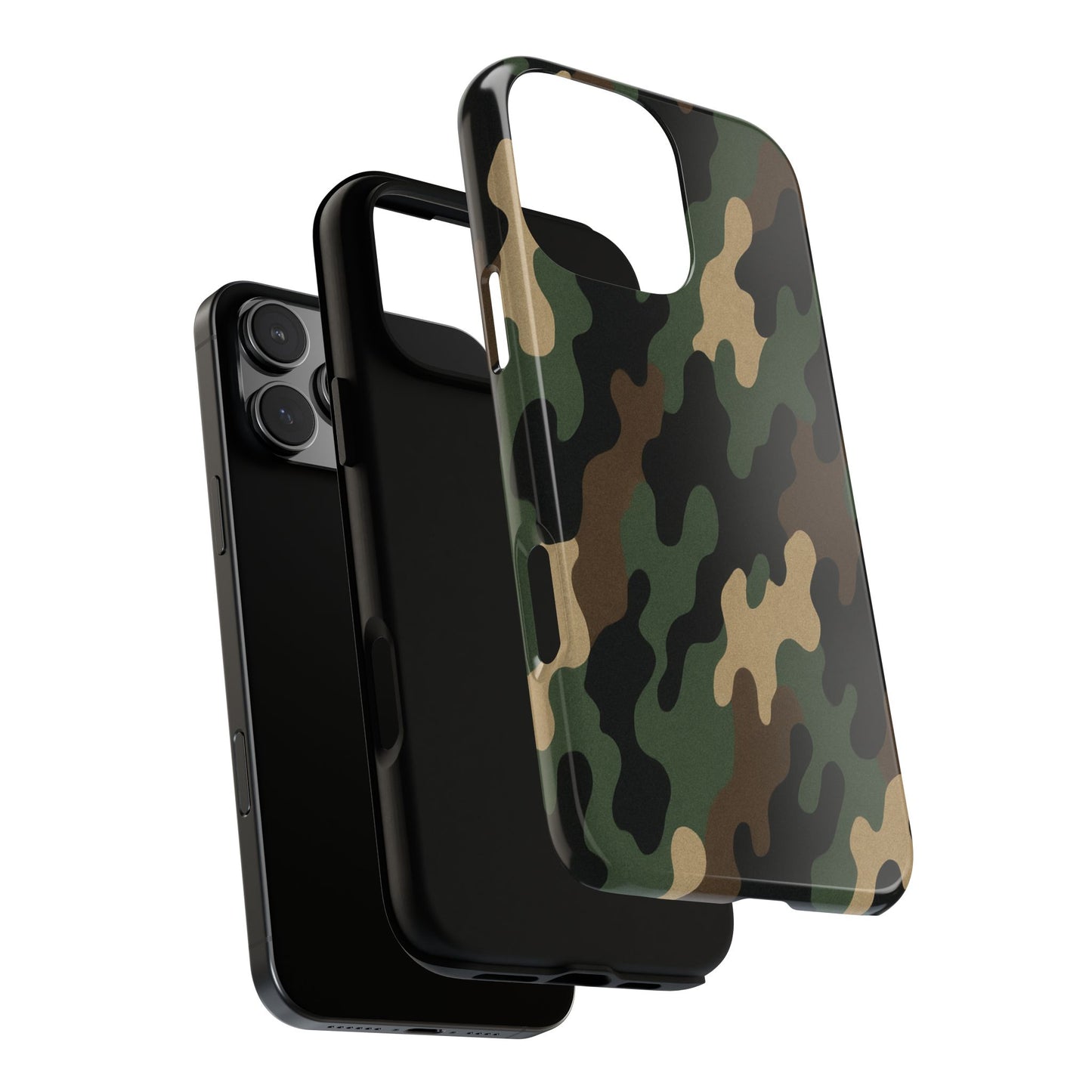 Camouflage tough phone case by Printify, rugged protective cover with camo design fitting a smartphone.