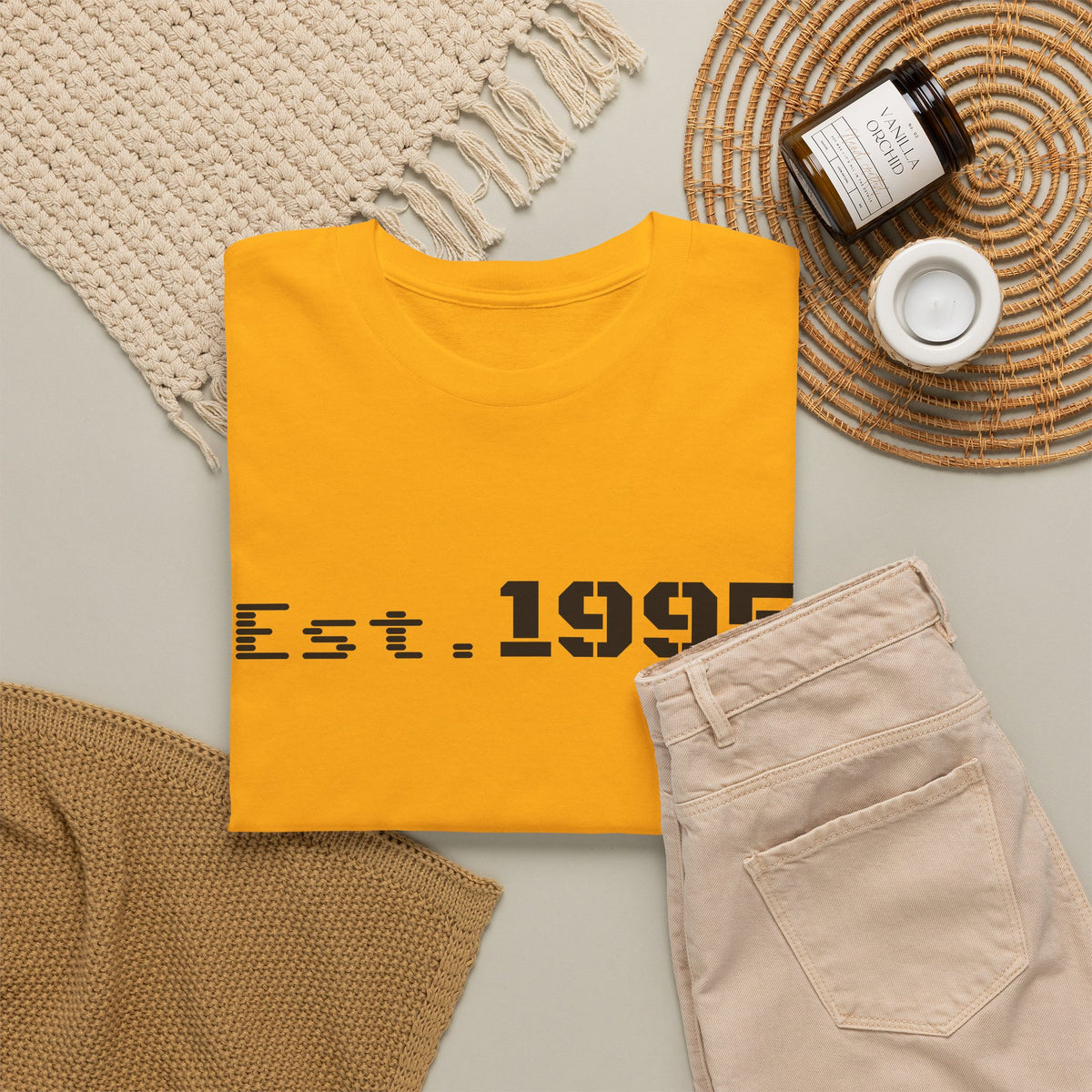 Vintage minimalist Est. 1995 T-shirt by Printify featuring a simple birthday design on a casual cotton tee.