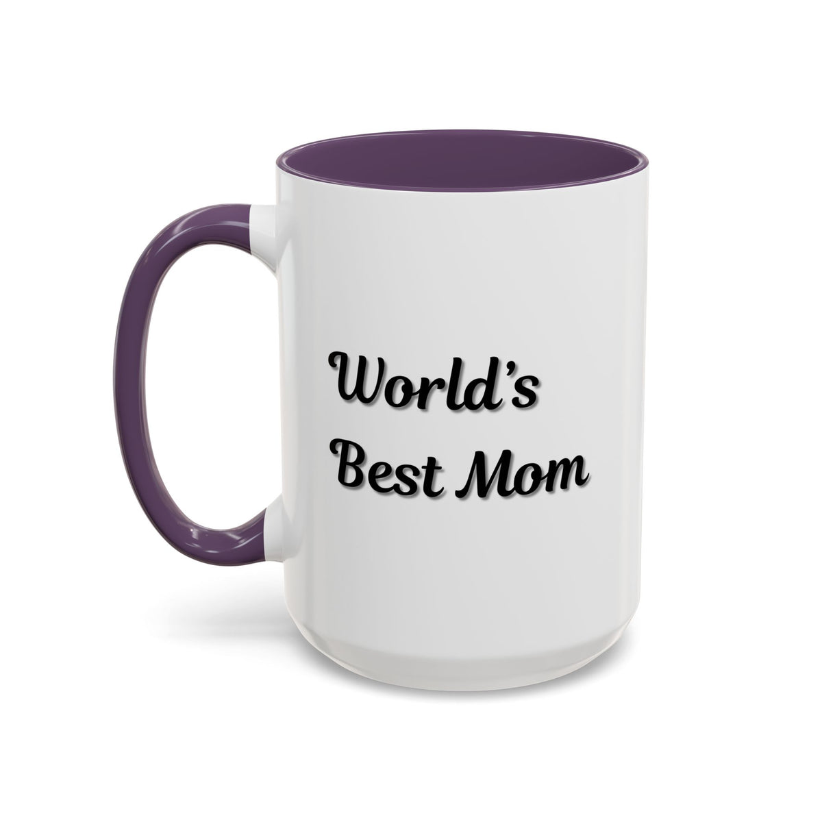 Black-trim ceramic coffee mug with "World's Best Mom" accent design, perfect for Mother's Day gift.