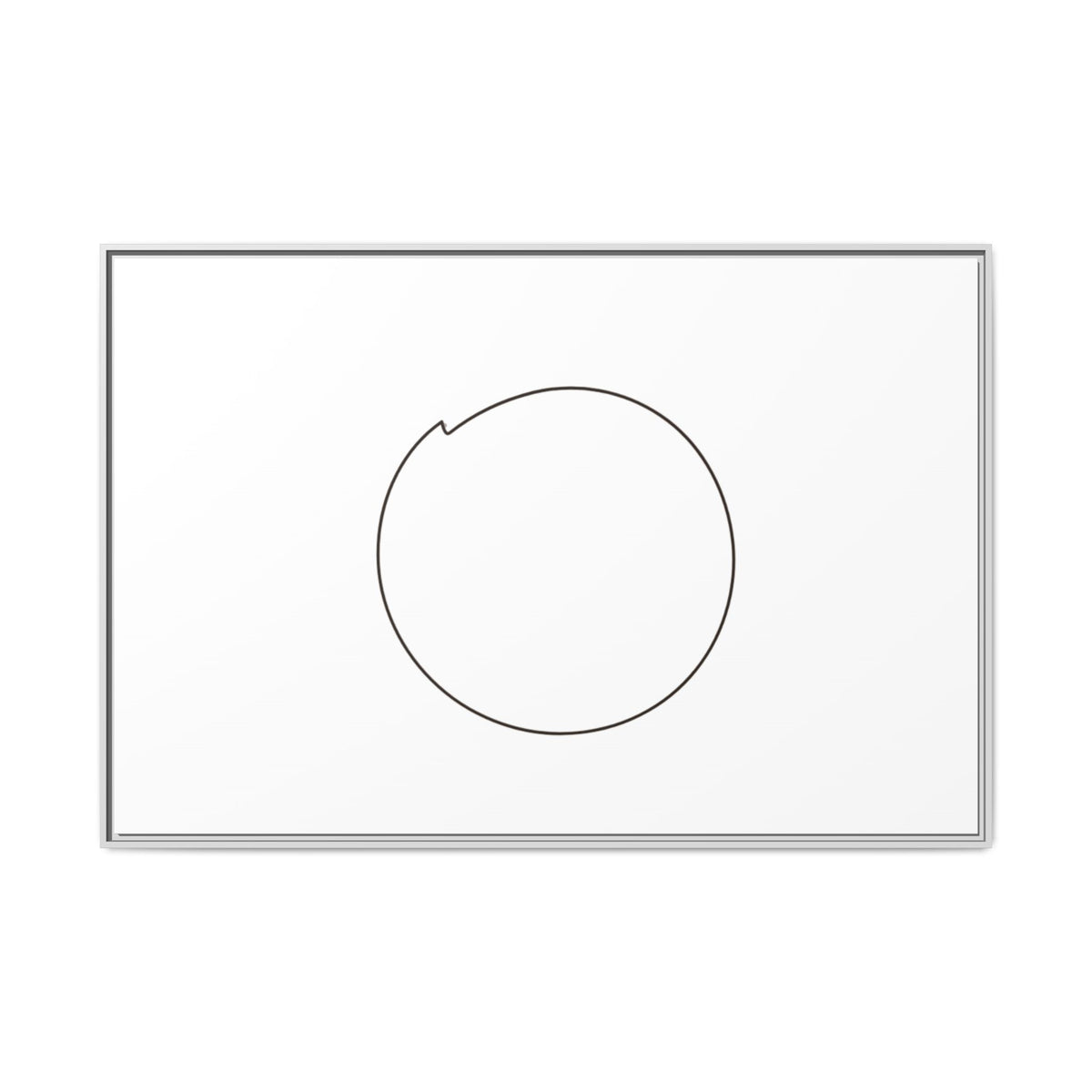 Framed matte canvas wall art featuring a minimal circular line design, showcasing modern abstract wall decor by Printify.