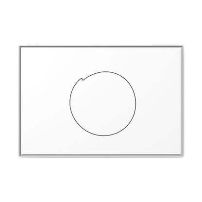 Framed matte canvas wall art featuring a minimal circular line design, showcasing modern abstract wall decor by Printify.