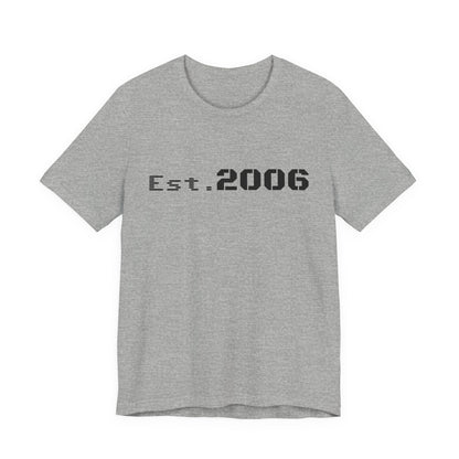 Vintage-style "Established 2006" graphic T-shirt by Printify featuring a bold birthday-themed design on soft cotton fabric.