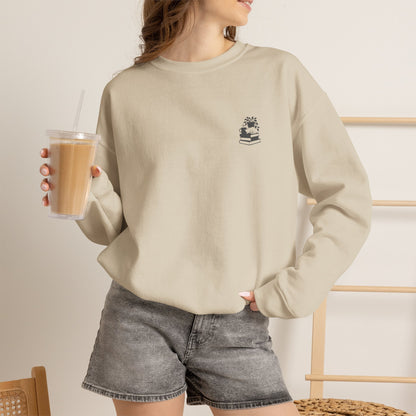 Stack of Books with Mug and Plant Sweatshirt | Cozy Reading Crewneck