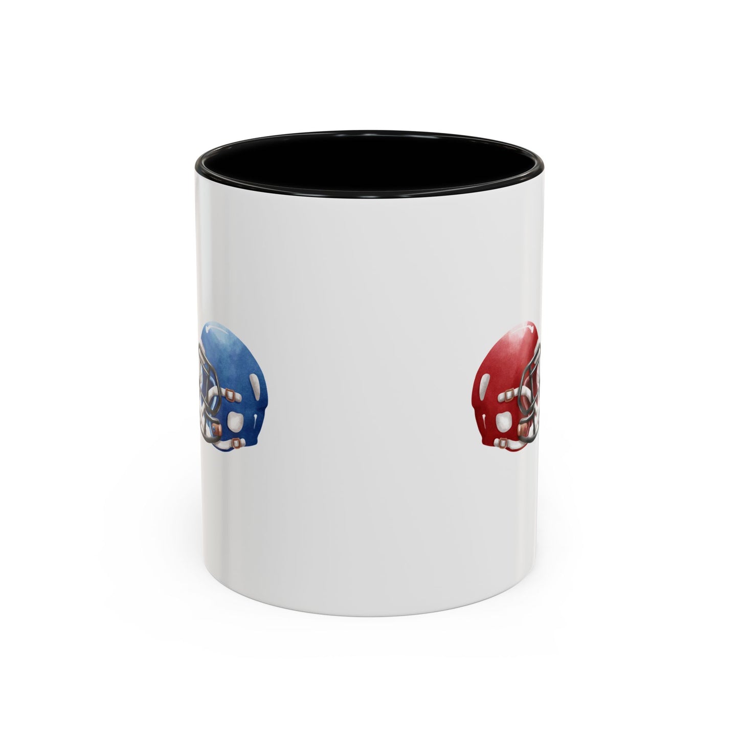 Football Helmet Coffee Mug — Red vs Blue Rivalry Accent Mug (11/15oz)