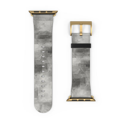 Gray watercolor camouflage Apple Watch band with neutral abstract design, accessory by Printify for stylish smartwatch customization.