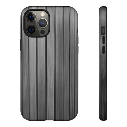 Ribbed metal texture iPhone phone case by Printify, showing a tough protective cover with a sleek, ribbed metallic design.