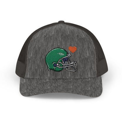 Snapback Trucker Cap with Football Heart Design - Perfect for Sports Fans, Gifts for Gamers, Casual Outings, Tailgating, and Team Spirit - TRV