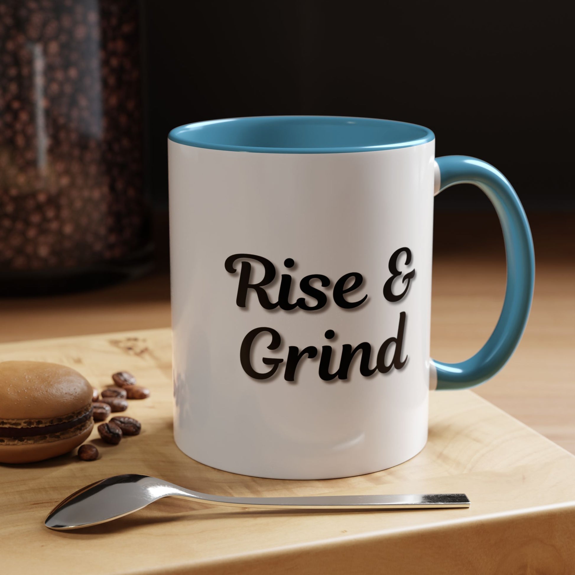 Rise & Grind Coffee Mug – Motivational Black Accent Mug for Daily Inspiration - TRV