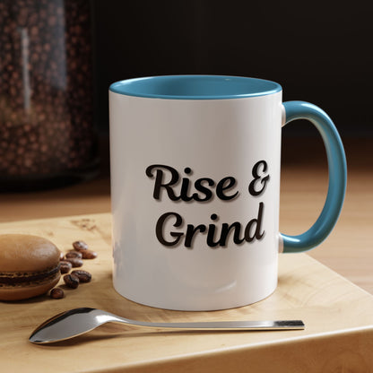 Rise & Grind Coffee Mug – Motivational Black Accent Mug for Daily Inspiration - TRV