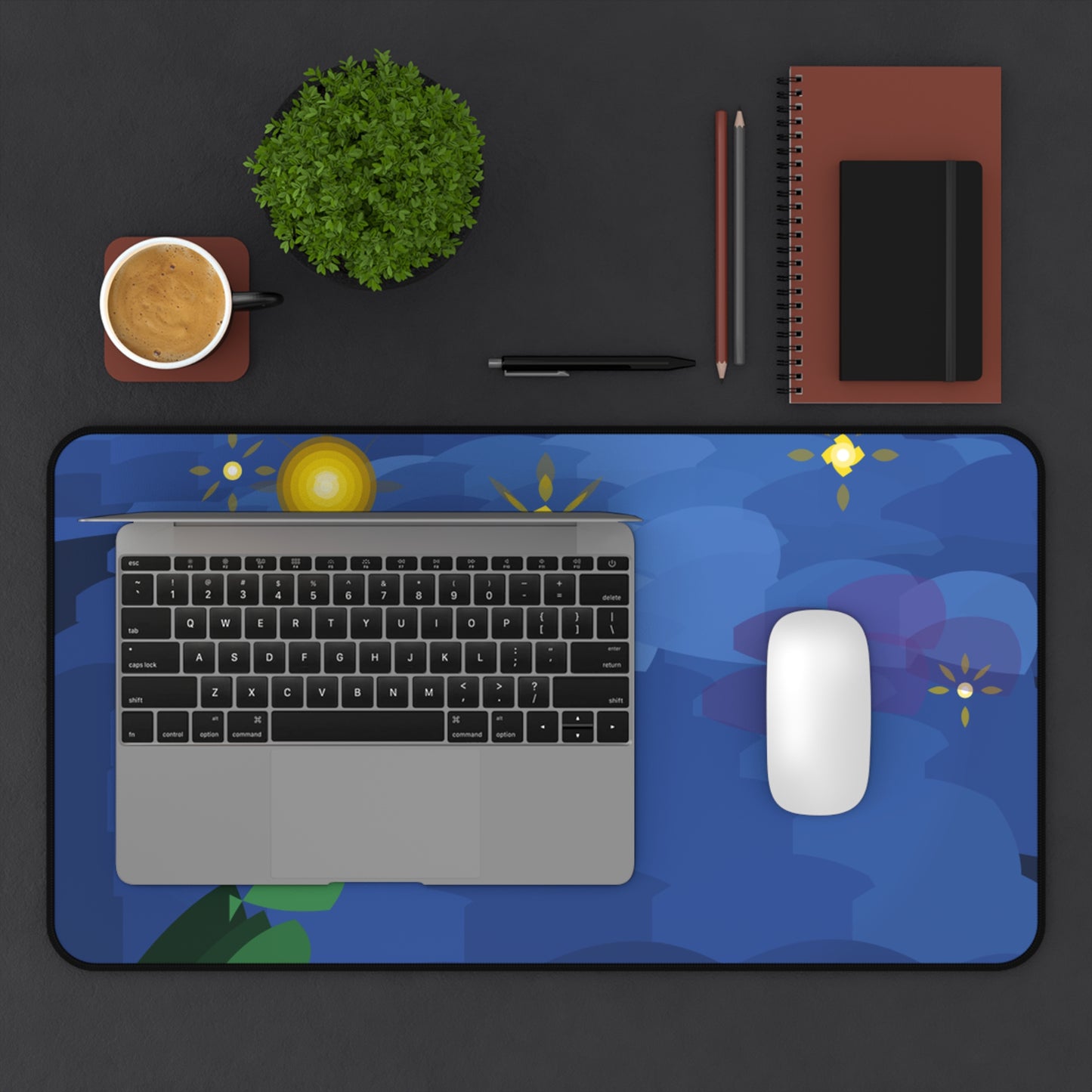 Starry Night Impasto Vortex Desk Mat | Van Gogh Style Brushstroke Design