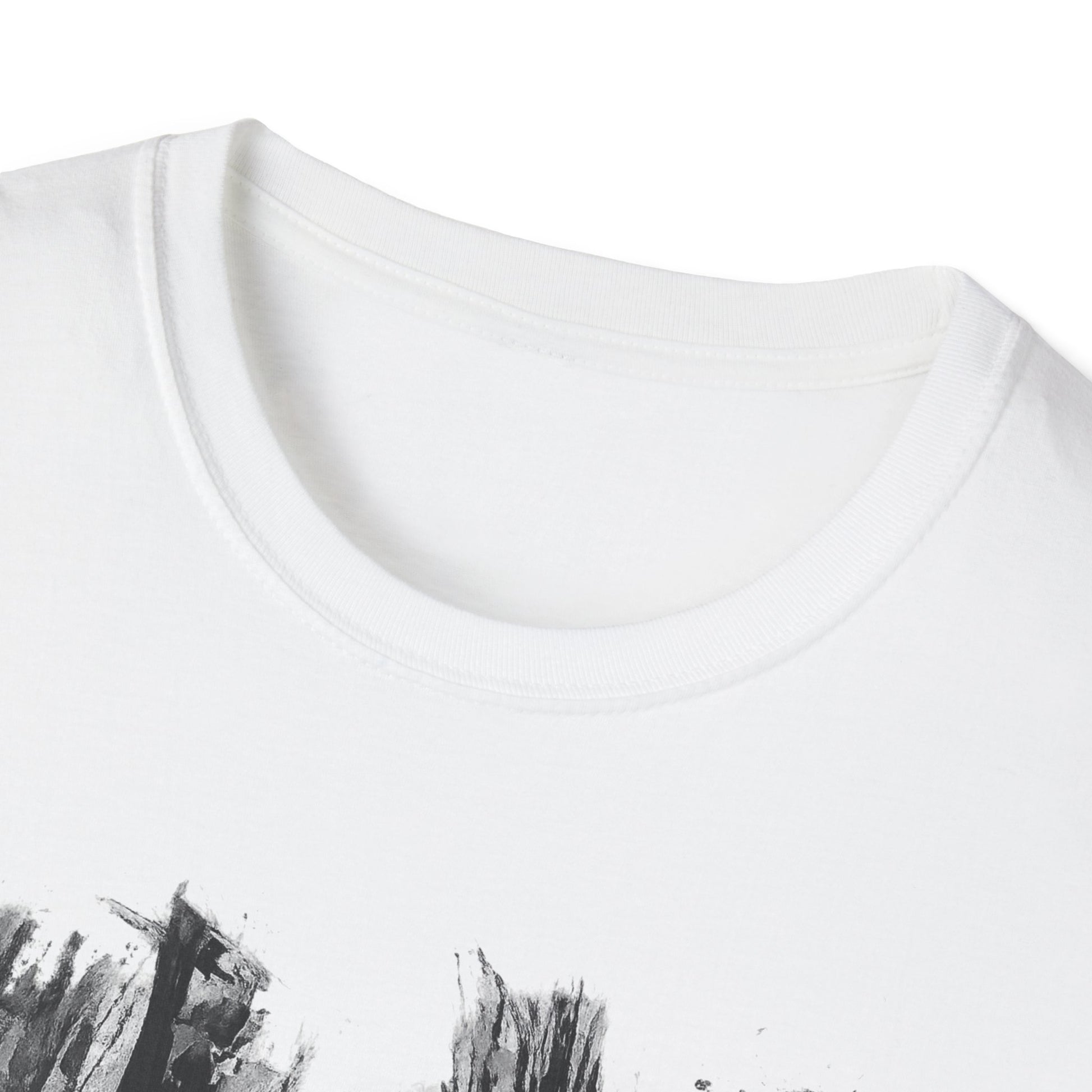 Unisex Softstyle T-Shirt with Abstract Landscape Art, Casual Wear, Gift for Art Lovers, Everyday Fashion, Nature Inspired Tee - TRV
