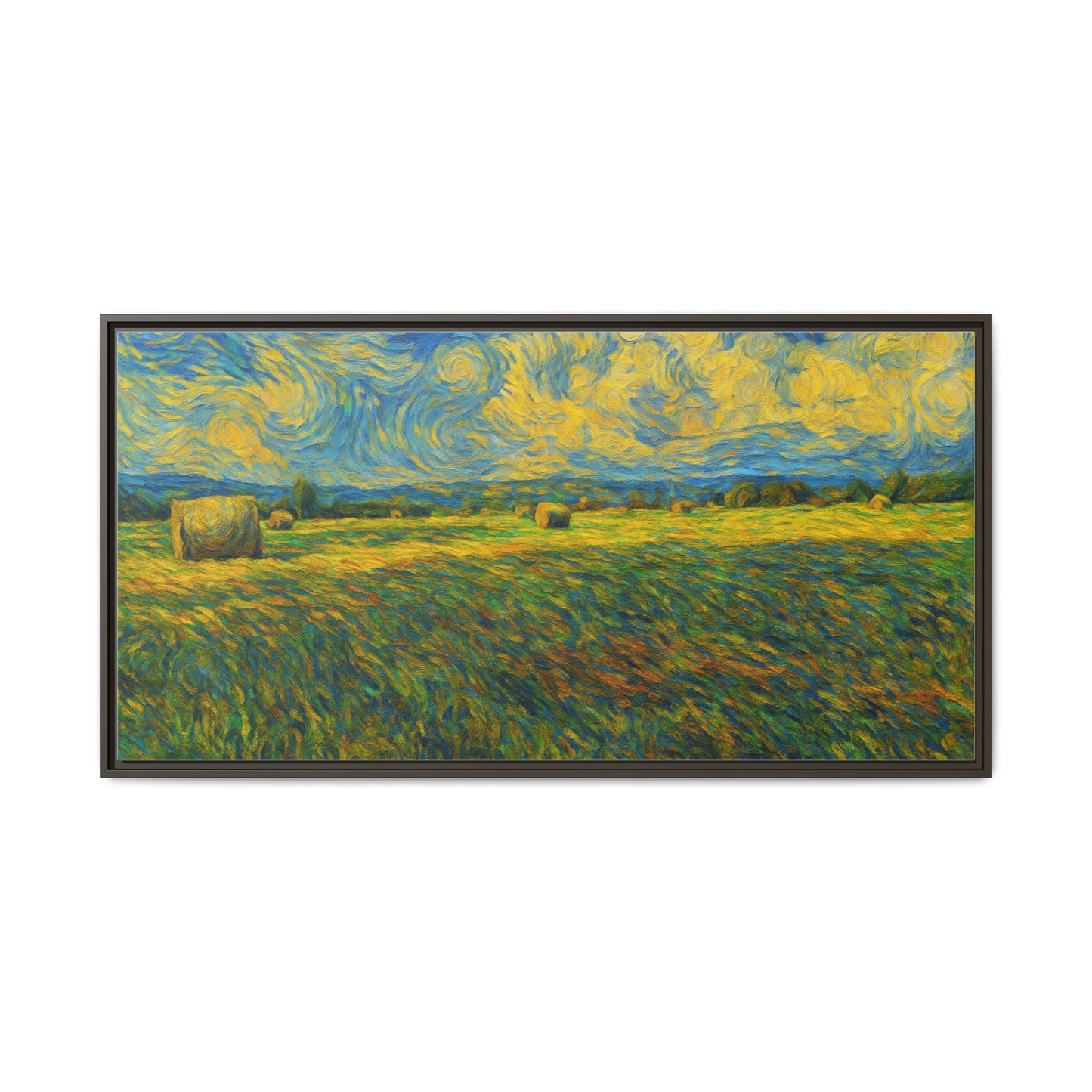 Framed landscape matte canvas print by Printify featuring a colorful scenic design on high-quality canvas.