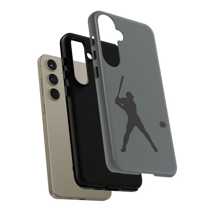 Black iPhone case with a baseball silhouette design, offering sporty protection for your phone, made by Printify.