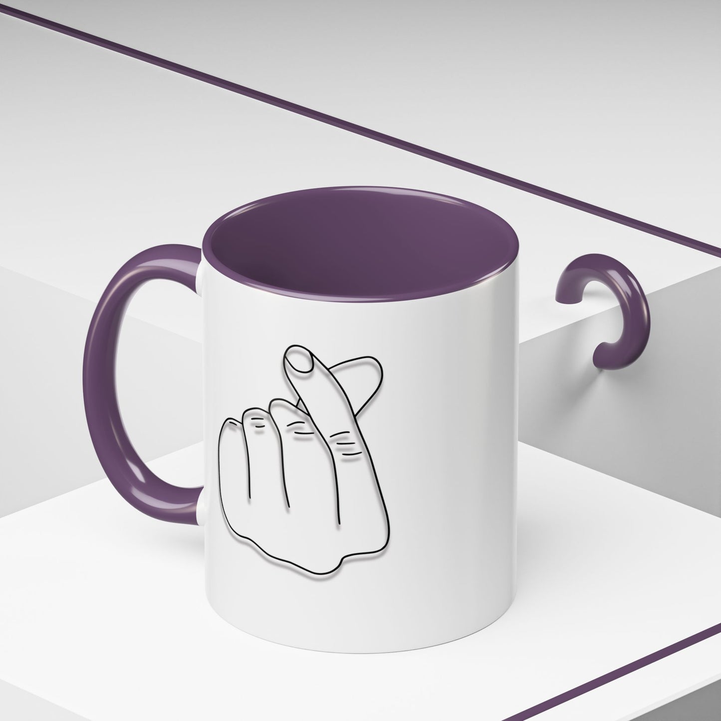 K-Pop Accent Mug - Love Gesture Design (11oz, 15oz), Korean Pop Coffee Cup, K-Pop Lover Gift, Cute Drinkware, Unique Mug