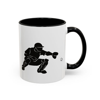 Baseball Catcher Coffee Mug, Sports Gift for Coaches, Black Accent Mug for Fans, Perfect for Birthdays & Celebrations, Unique Cup - TRV