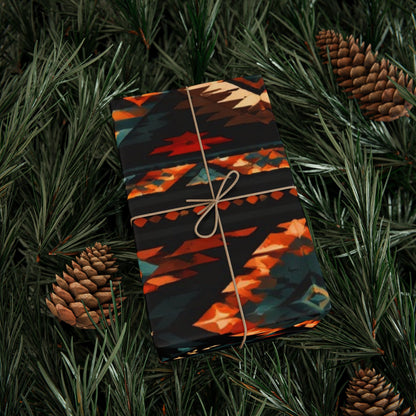 Southwestern Geo Pattern Wrapping Paper Roll — Rustic Aztec Gift Wrap