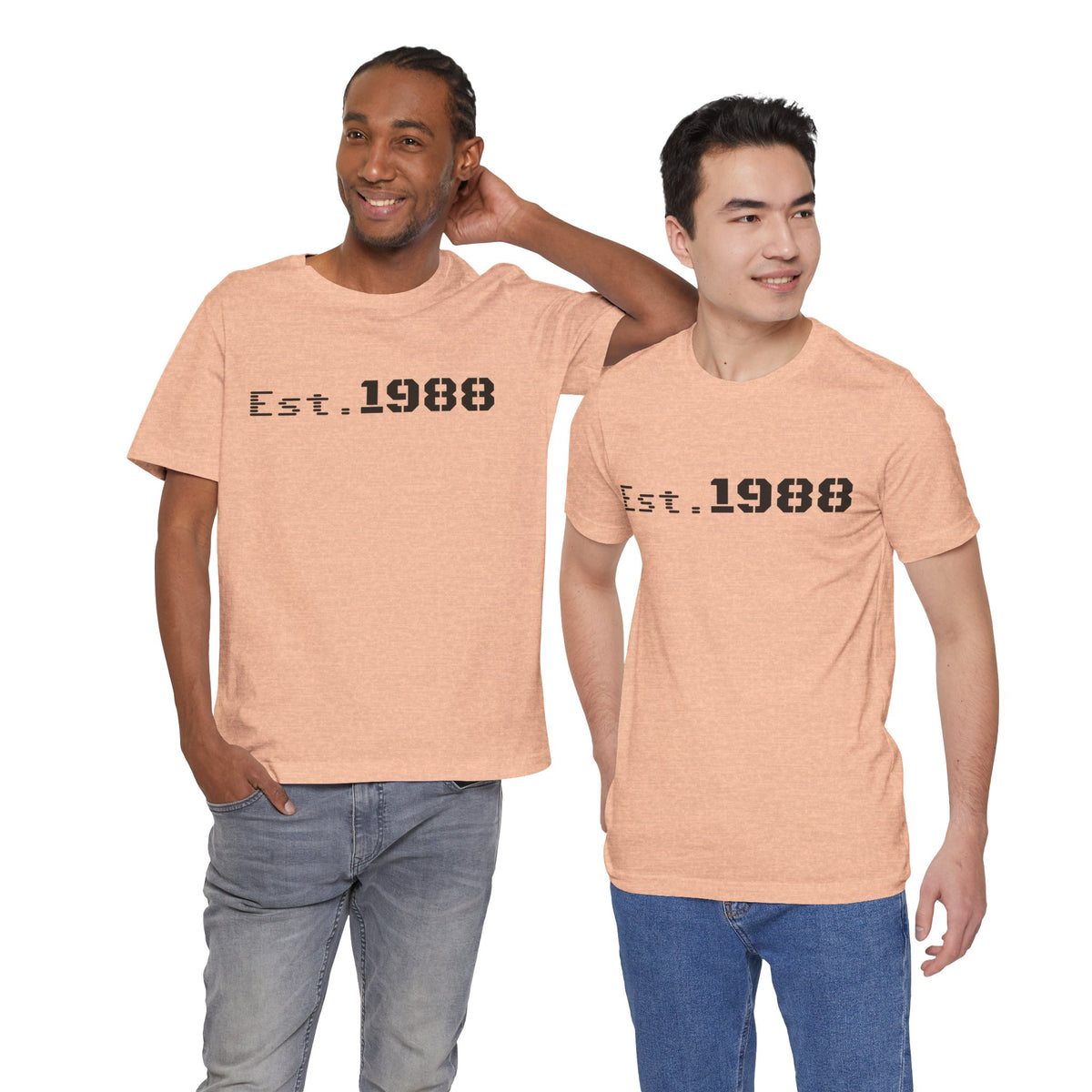 Black Printify Retro Logo T-Shirt with "Est. 1988" design, casual cotton tee featuring vintage-inspired logo print.