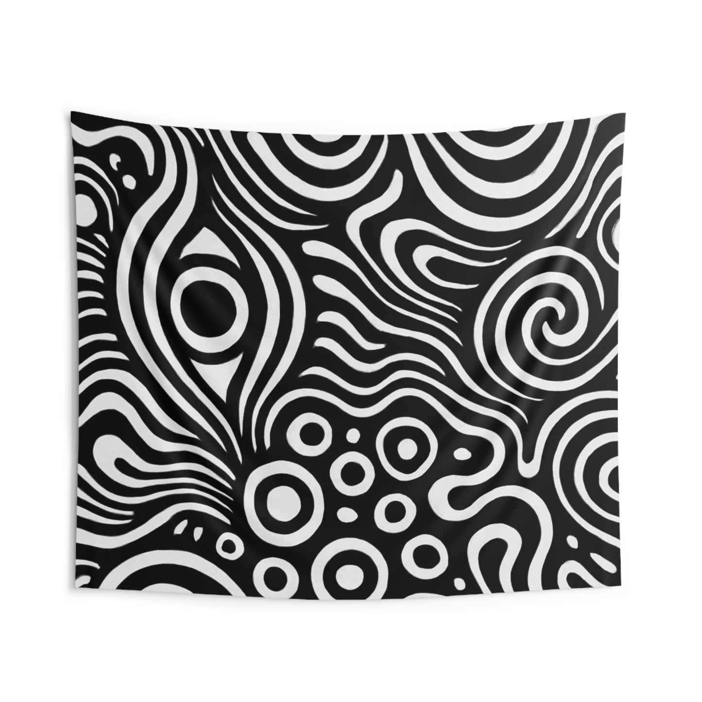 Abstract Swirl Black & White Tapestry — Psychedelic Geometric Wall Art