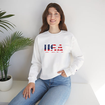USA Flag Unisex Crewneck Sweatshirt, Cozy Apparel, Casual Wear, Independence Day Gift, Americana Style