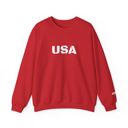 Printify USA crewneck sweatshirt featuring patriotic design, cozy fit, perfect for casual wear and all seasons.