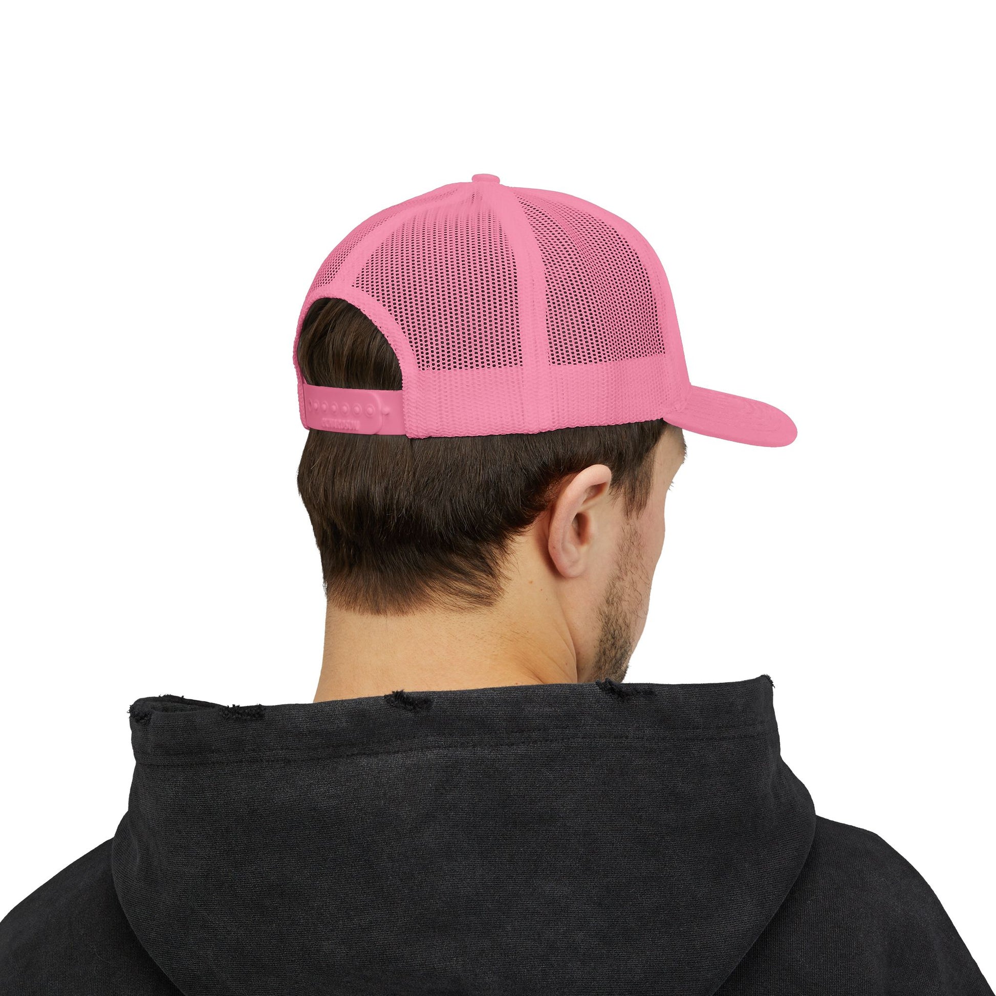 Vintage baseball snapback trucker cap with batter silhouette design by Printify, featuring adjustable mesh back and structured front.
