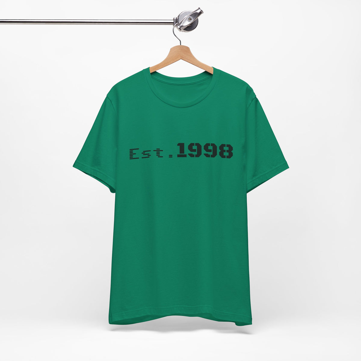 Vintage Est. 1998 T-Shirt by Printify featuring a graphic design celebrating the year of birth.