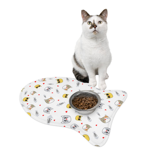 Cat Face Pattern Pet Feeding Mat — Non-Slip Waterproof Placemat for Bowls