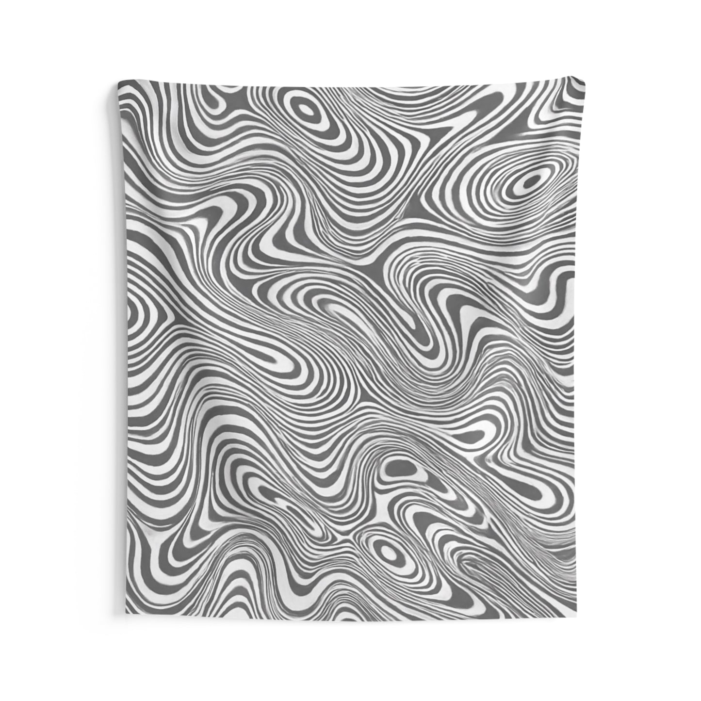 Abstract Swirl Wall Tapestry — Monochrome Wavy Optical Art