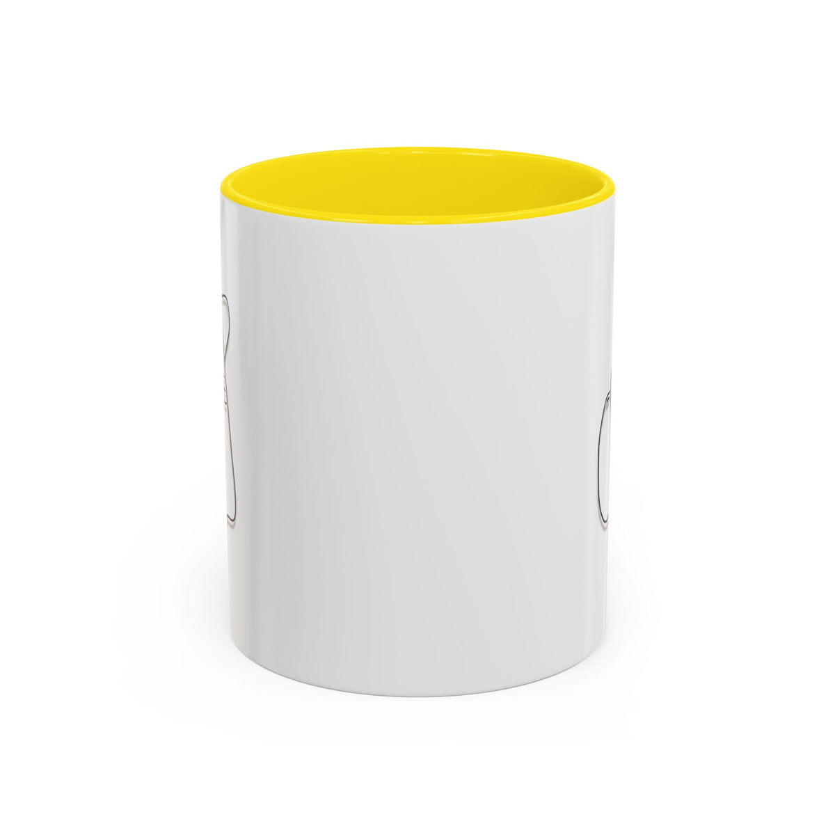 White ceramic coffee mug with minimal Korean finger heart accent design, 11oz size, by Printify.