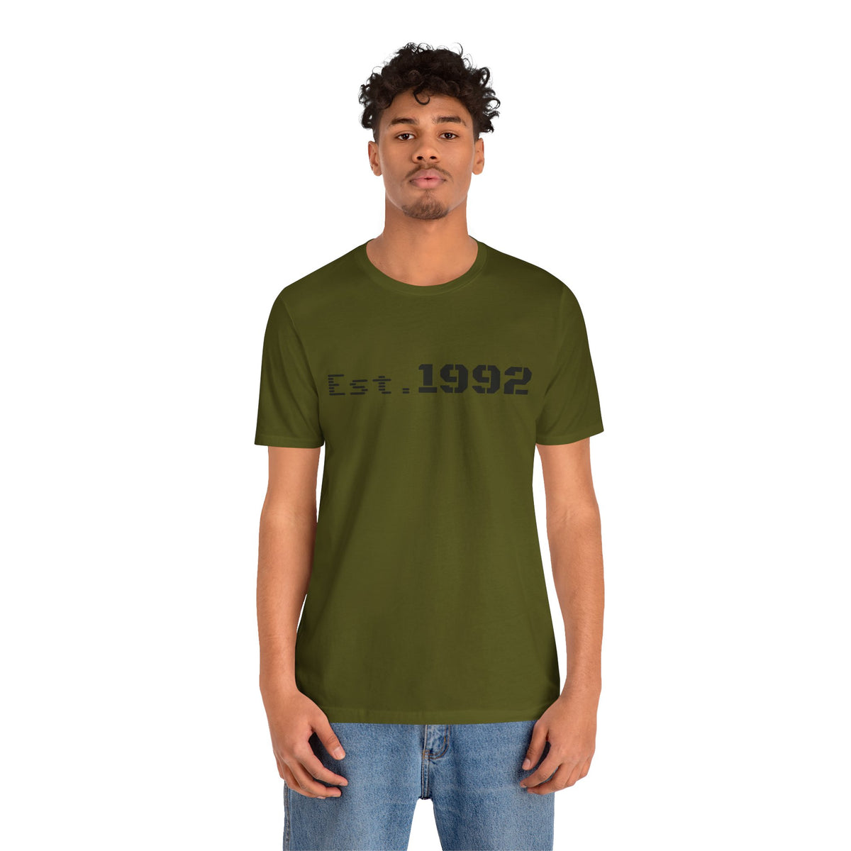 Retro vintage Est. 1992 T-shirt by Printify featuring a classic birth year design on soft cotton fabric.