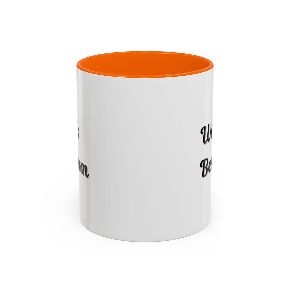 Black-trim ceramic mug with "World's Best Mom" accent design, ideal for Mother's Day, by Printify.