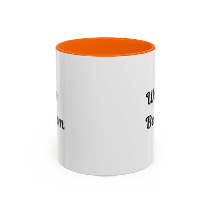 Black-trim ceramic mug with "World's Best Mom" accent design, ideal for Mother's Day, by Printify.