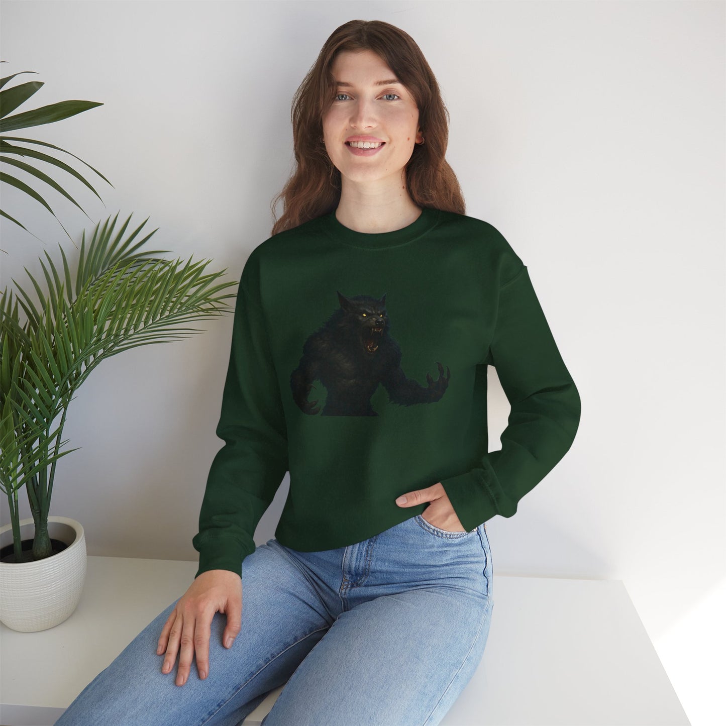Fierce Werewolf Graphic Sweatshirt, Cozy Unisex Crewneck, Perfect for Casual Outfits, Halloween Apparel, Everyday Wear