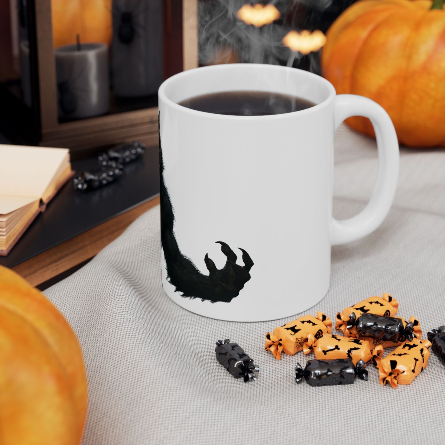 Werewolf Graphic Ceramic Mug, Unique Gift for Animal Lovers, Halloween Decor, Coffee Cup, 11oz 15oz Sizes Available